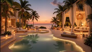🎶 Smooth Piano Jazz Ambience at Luxurious Seaside Resort 🌅 Sunset on the Beachside for Relaxation