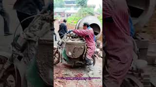 Using Motorcycle to Haul Concrete！Field Construction Hack (Stay Safe) #ConstructionHacks #SafetyTips