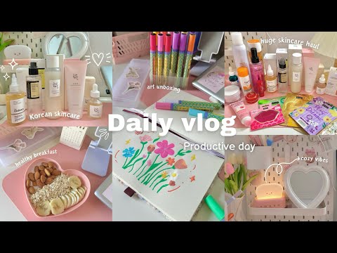 Daily vlog🌷Korean Skincare Haul, Groceries shopping, Aesthetic vlog🎀Arrtx Unboxing🩰
