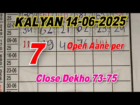 Kalyan today chart 14/06/2025 single close panel table trick & lock system trick