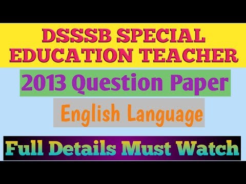 DSSSB SPECIAL EDUCATION TEACHER,2013 Question Paper