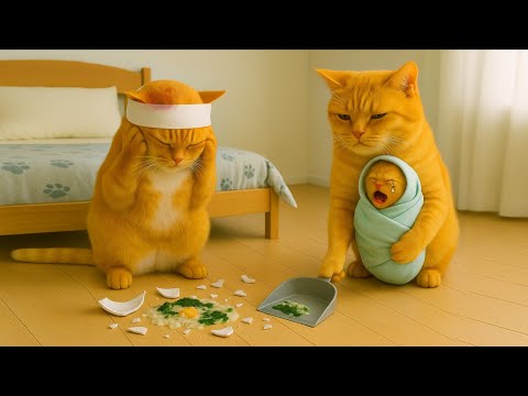 Amnesiac Daddy Cat Breaks Miso Soup Bowl, Making Mama Cat Sad, Holding Ginger and Crying!
