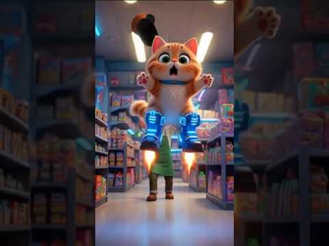 Rocket Boots Surprise 🙀🚀 Cat's Boots Create  A Flying Surprise ❤️✨ #shorts #cat #cartoon #kitten