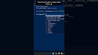 Track Phone Number Location Using Python 🤩 #pythontricks #codingtips #programming #shorts