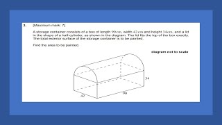 AI SL: Geometry example 4 (Surface area, box+cylinder)(Paper 1 TZ2 May 2021)