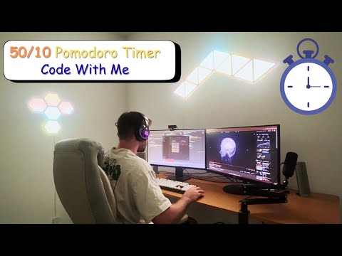 50/10 Pomodoro Timer | Code With Me / Keyboard ASMR + Cozy Ambience (No Music)