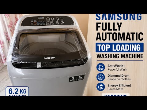 Samsung 6.2 Kg Fully-Automatic Top-Loading Washing Machine (WA62N4422BS/TL, ActivWash+) unboxing!!!