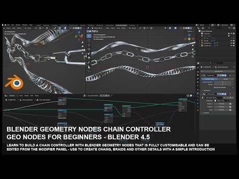 Blender 4.5 Chain Controller Geometry Nodes for Beginners Full Control Modifier For Chains Braids