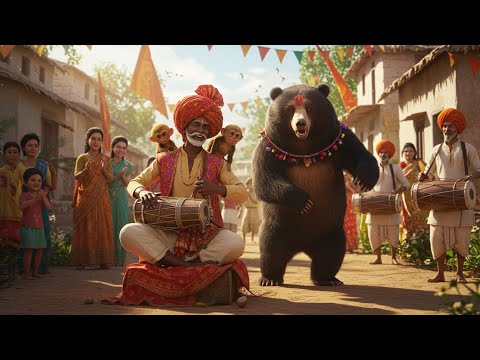 कालू मदारी आया! 🐻 छोटे बच्चे और भालू का प्यारा नाच | Kalu Madari Aaya! Cute Kids & Bear Dance