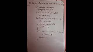Count vowels question in c++ with function.....       #codingmaster #coding