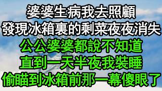 婆婆生病我去照顧，發現冰箱裏的剩菜夜夜消失，公公婆婆都說不知道，直到一天半夜我裝睡，偷瞄到冰箱前那一幕傻眼了#深夜淺讀 #為人處世 #生活經驗 #情感故事