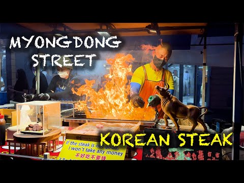 🇰🇷 MYEONGDONG STREET FOOD | KOREAN STEAK 🔥