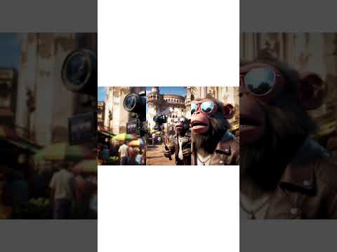 Monkey at charminar #funnyanimals #funny #lifeisbutadream