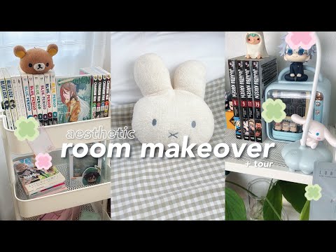 🎧ྀི⋆.✮ aesthetic room makeover & tour ☁️ anime & kpop themed, miffy, pinterest inspo, summer decor