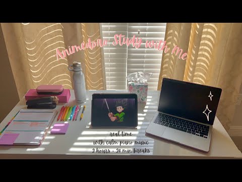 2.5-HOUR STUDY WITH ME (60/20 animedoro) | with calm piano music | with breaks | #1