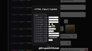 HTML Input Types 🤌🚀 #shorts #html #programming