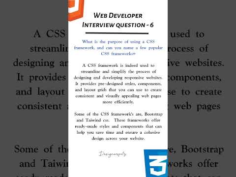 What is the purpose of Css framework? | Interview question | #technology #Webdevinterview #career