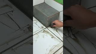 How to Cut Tiles Perfectly Around Stair Edges! 🔧📏 #TilingTips #DIYConstruction #TileCuttingHack
