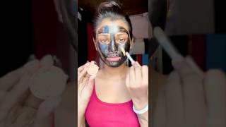 || Charcoal peel of mask full face makeup tutorial ||😱😨 #youtubeshort #charcoalmask #makeupvideo