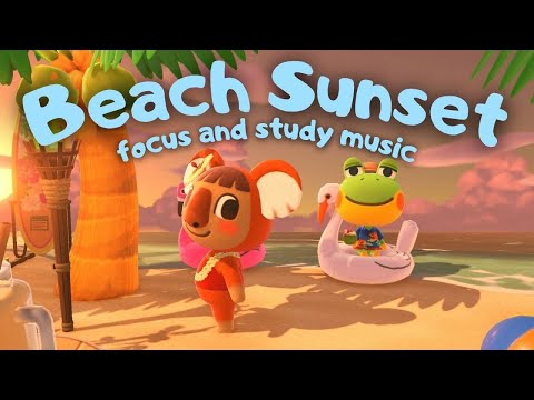 🌴🦩 sunset beach・golden hour ・bossa nova + lounge bgm・animal crossing 🐚 3hr ✨
