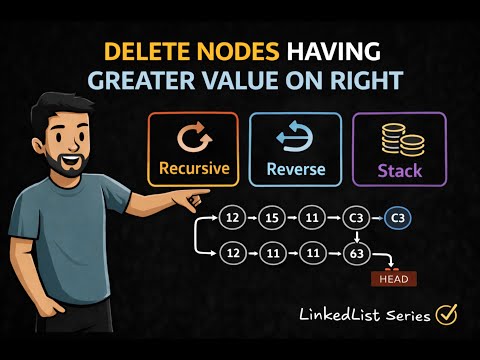 Delete Nodes Having Greater Value on Right 🔥 Linked List | Recursive, Stack & Reverse