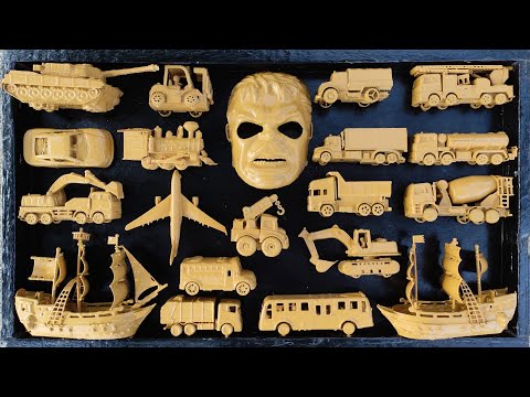 Cleaning Toy Racing Cars, Trains, Dump Trucks, School Buses, Airplanes, Forklifts, Tank