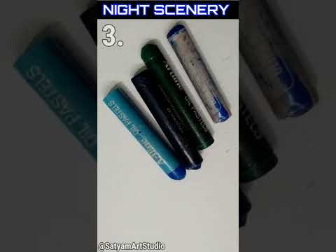 MooN LIGHT Scenery🌃  Drawing|oil pastel drawing|#shorts#drawing