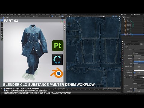Clo3d to Substance Painter + Blender PART 03 DENIM MATERIAL - Substance for Digital Fashion - Import