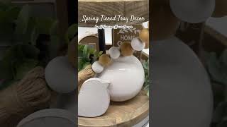 Spring Tiered Tray Decor Idea #tieredtraydecor #springdecor #allseasonshousedecor #springvibes