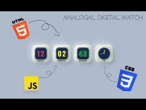 Analog Digital Real ⌚Time  Watch Made With HTML CSS and JavaScript with Free Source Code Link in 👇👇👇