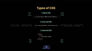 3 Types of CSS 💡 | Inline, Internal & External Explained! #html #css #shorts #cssforbeginners