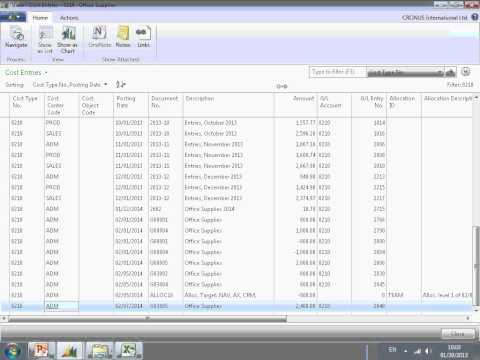 Microsoft Dynamics NAV 2013 Cost Accounting