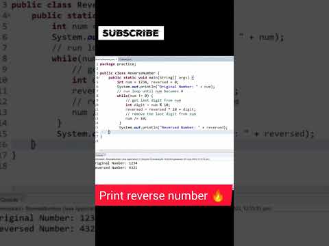 Printing Reversed number #java #shorts #programming