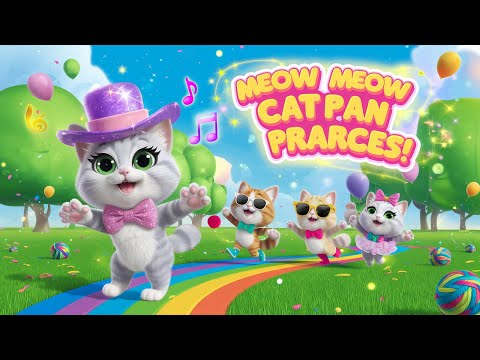 Meow Meow Cat Parade 🐾 | Fun Cat Song | 3D Animated Kitty Dance Video | Sing Along! @HappyNotes11