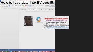 (EViews10):How to Import Data from Excel #importdata #dataimport #exceltoeviews
