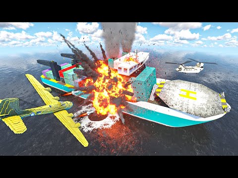 Warplanes vs Cargo  4i Ship | Epic Sea Battle Destruction 💥 | Teardown