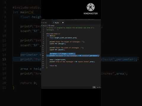 Write a C Program To Calculate The Perimeter and Area Of a Rectangle #coding #c #programming #shorts