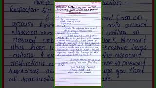Application to the bank manager for unblocking bank account for excessive transaction in English
