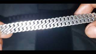 Harlembling solid silver double layer cuban bracelet w/gun metal finish flash test 🌟 review