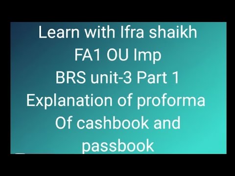BRS proforma explanation. Fa 1 . Bcom