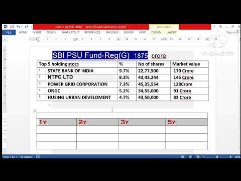 Stock market learning Vidio 2 mutual Fund  SBI PSU Fund.