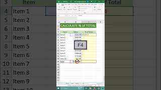 Excel Hacks: How to Calculate Percentage of Total in Excel  #excelshorts #exceltips #excel