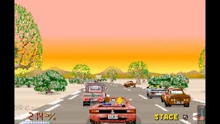 outrun(아웃런) 1986 - 원코인 엔딩 영상 & 롱플레이 (e 코스),  e코스의 마지막은 호숫가 주변 도로..'