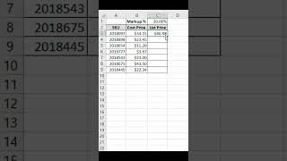 Learn how to calculate markup pricing in Excel with a defined markup percentage. #newexcel