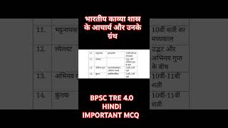 भारतीय काव्या शास्र के आचार्य और उनके ग्रंथ/bpsc tre 4.0 hindi important mcq/#bpsctre4hindimcq