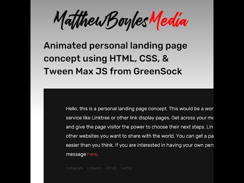 Personal Landing Page Concept - Matthew Boyles Medial Website Design