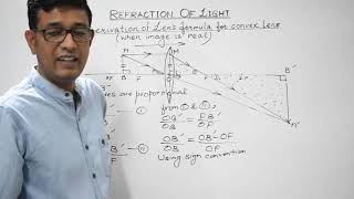 #Physicsforclass10 (LightL21) -Derivation of Lens Equation for convex lens