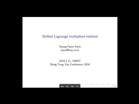 Young-Hoon Kiem - Shifted Lagrange Multipliers Method - 2024