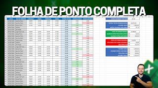 Planilha Folha de Ponto no Excel | Baixar Grátis | Horas Extras, Horas Devidas, Salário Extra etc