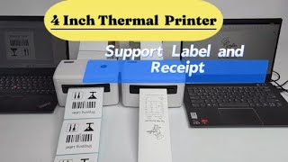 4 inch thermal printer support both label paper and receipt paper